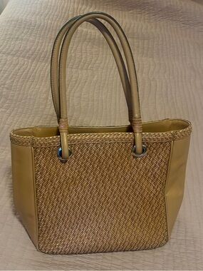 Talbots Leather Woven Tote in Tan